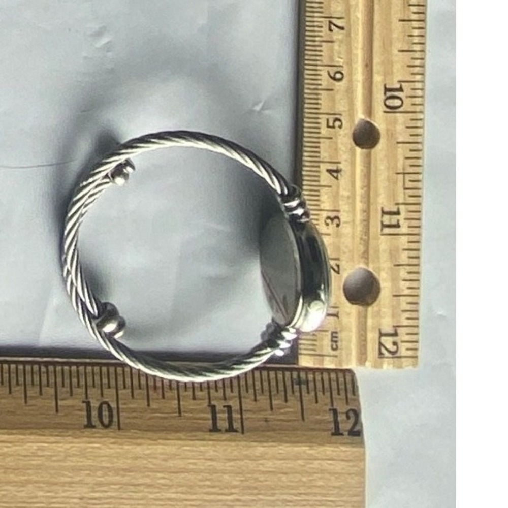 Womens Twisted Cable Bangle Cuff Watch Silver Tone Oval Face Elegant
